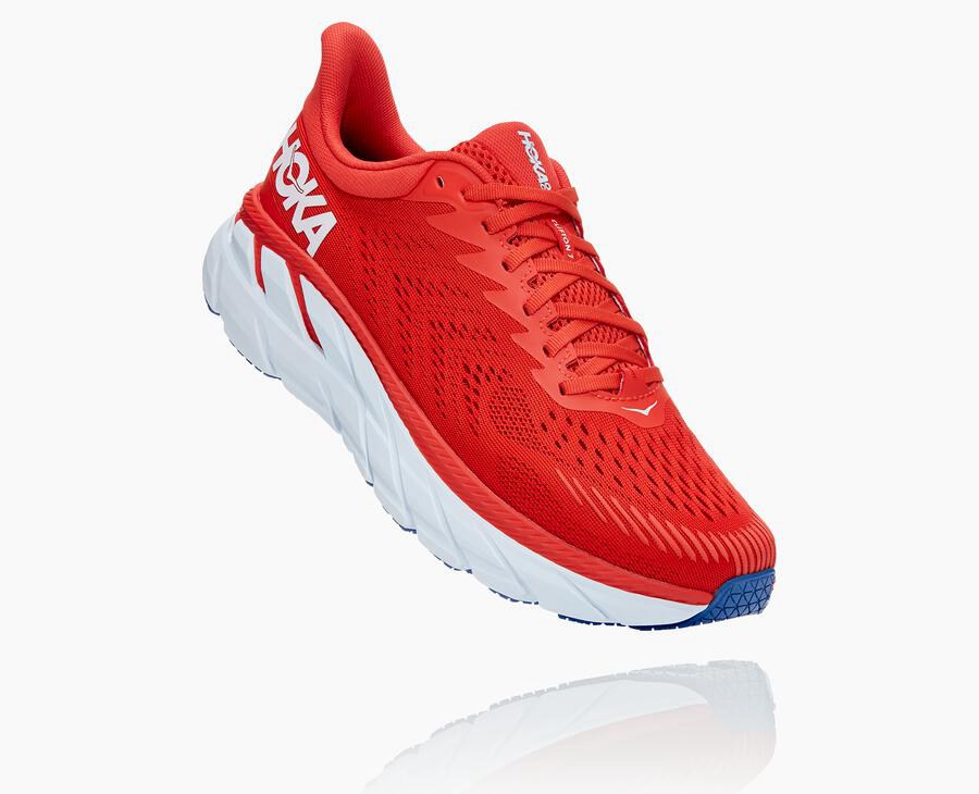 Hoka One One Tenisky Panske Červené/Biele - Clifton 7 - 13547-XJUV